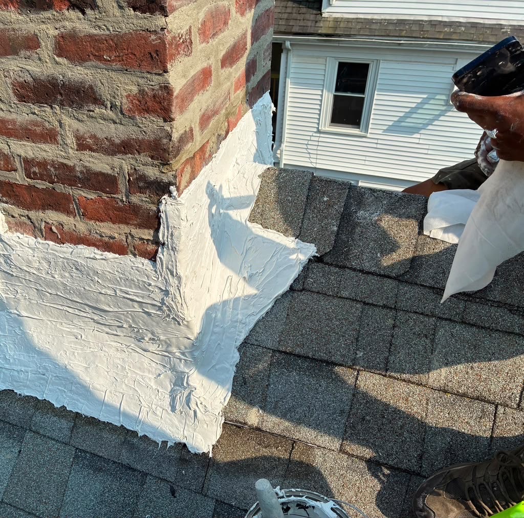 Chimney flashing sealing work in Braintree MA