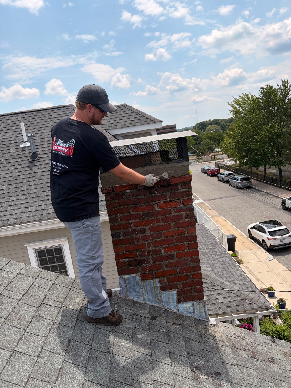 Concrete work for a custom chimney cap in Boston MA