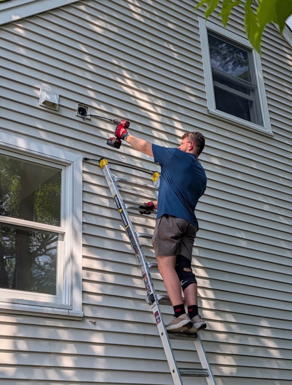 Dryer vent bird guard installation in Reading MA