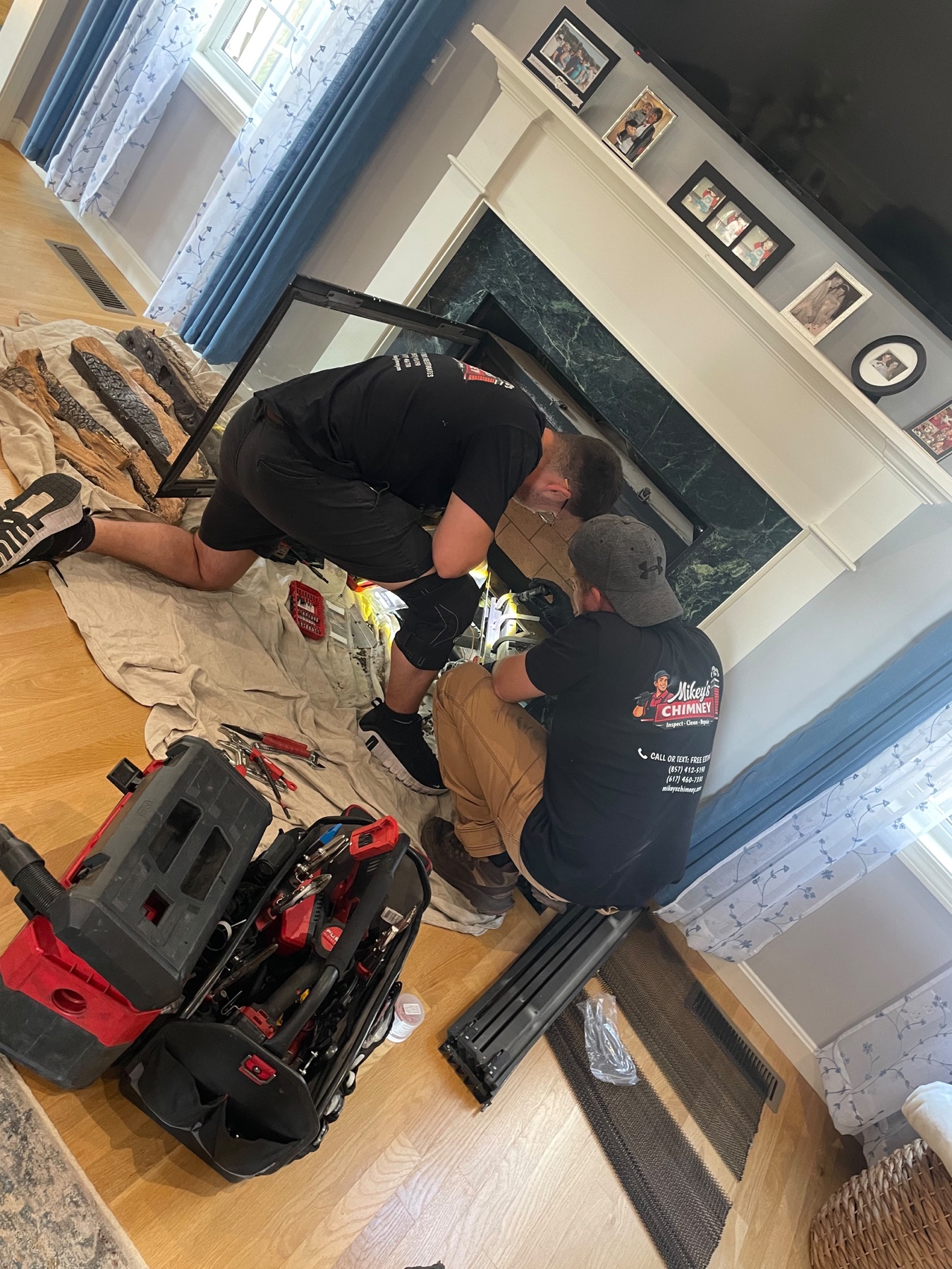Gas fireplace repair work area in Londonderry NH